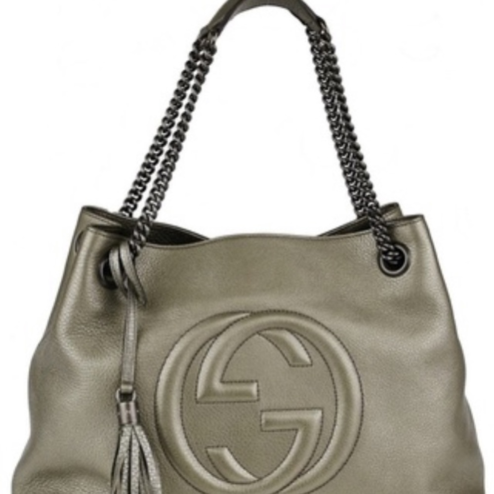 GUC🦄 Gucci Hobo Pebbled leather shoulder bag-Med!